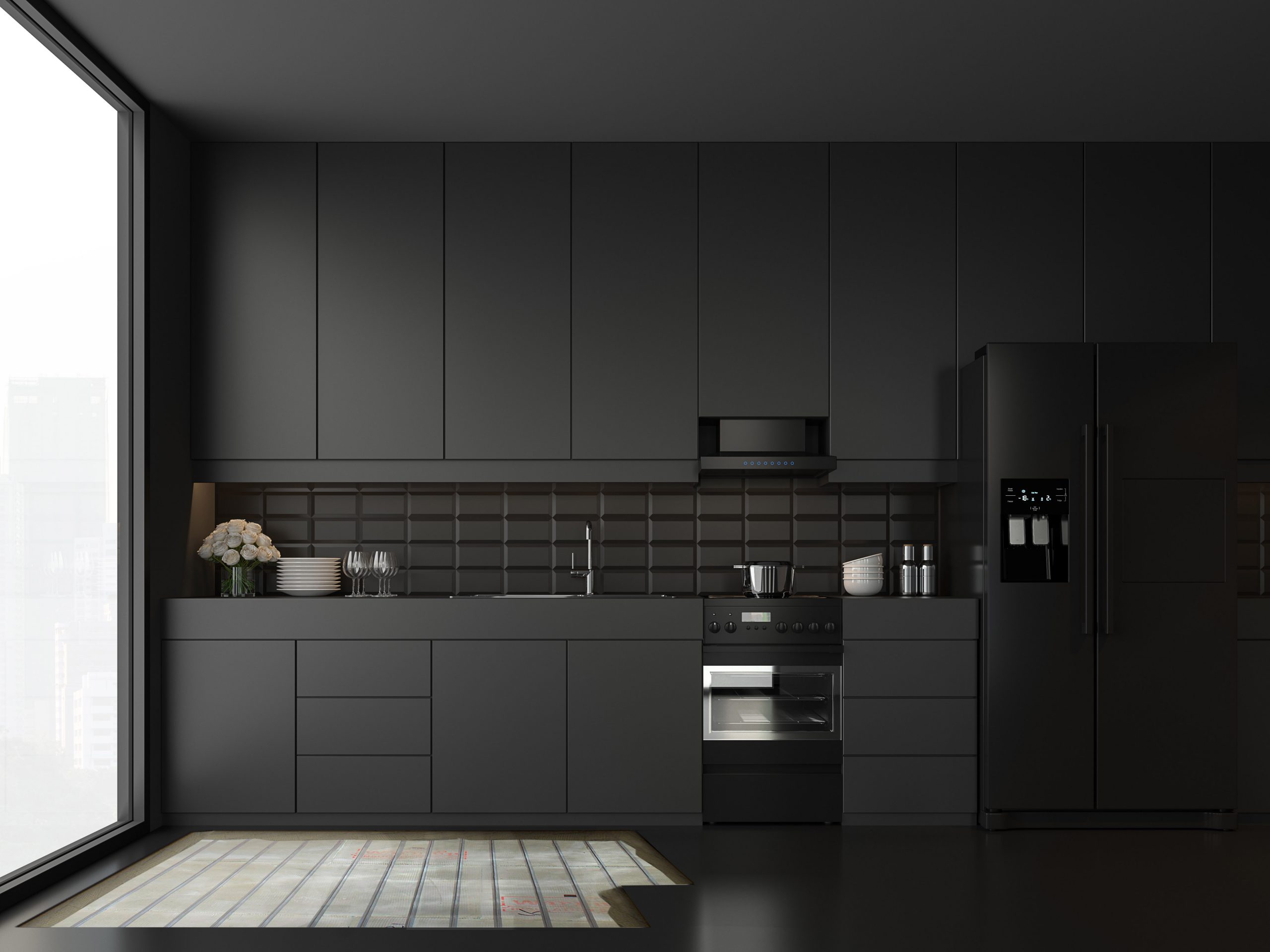 minimal style black kitchen