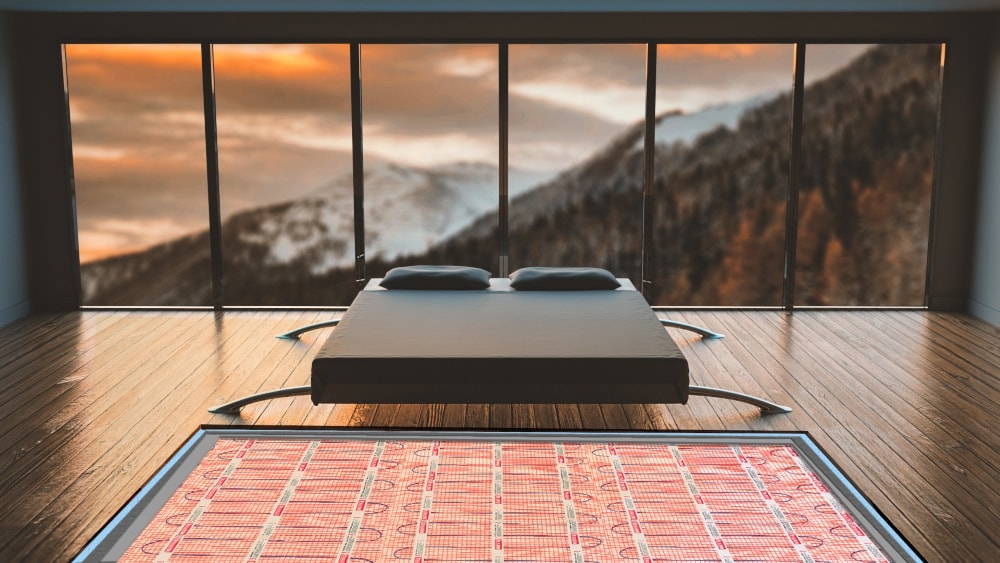 Bedroom with underfloor heating.