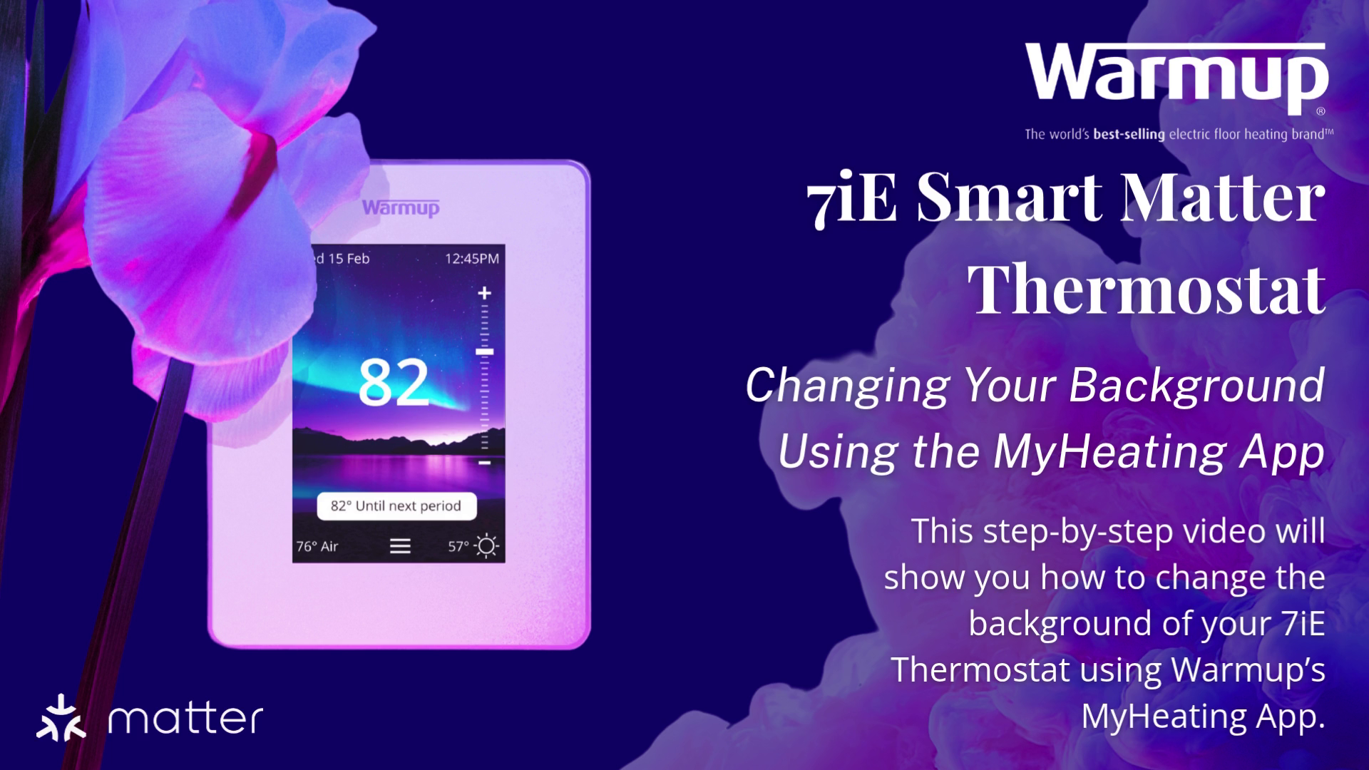 how to change the background of a 7iE Thermostat to a custom image using the MyHeating App.
