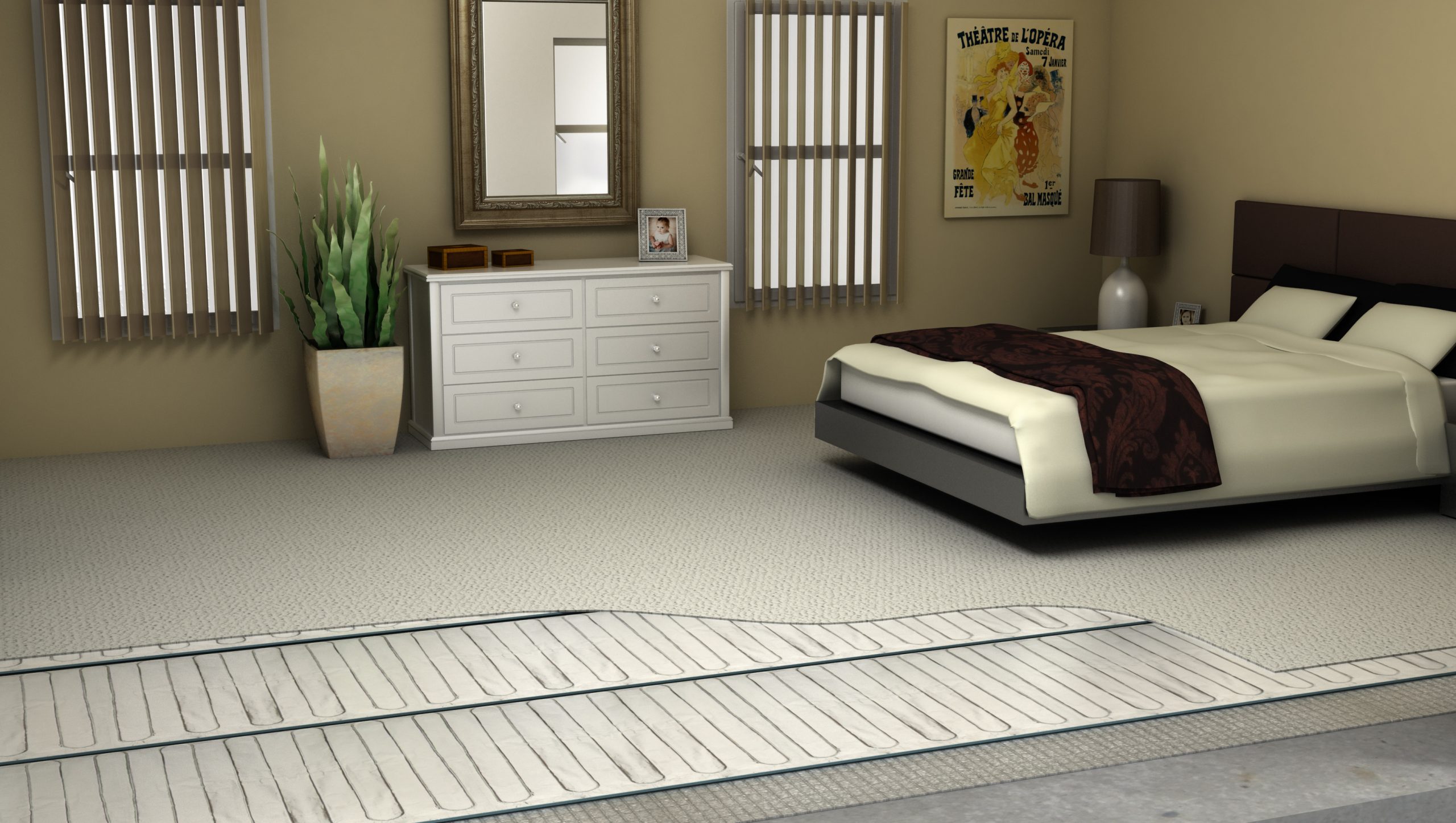 bedroom with foil heating