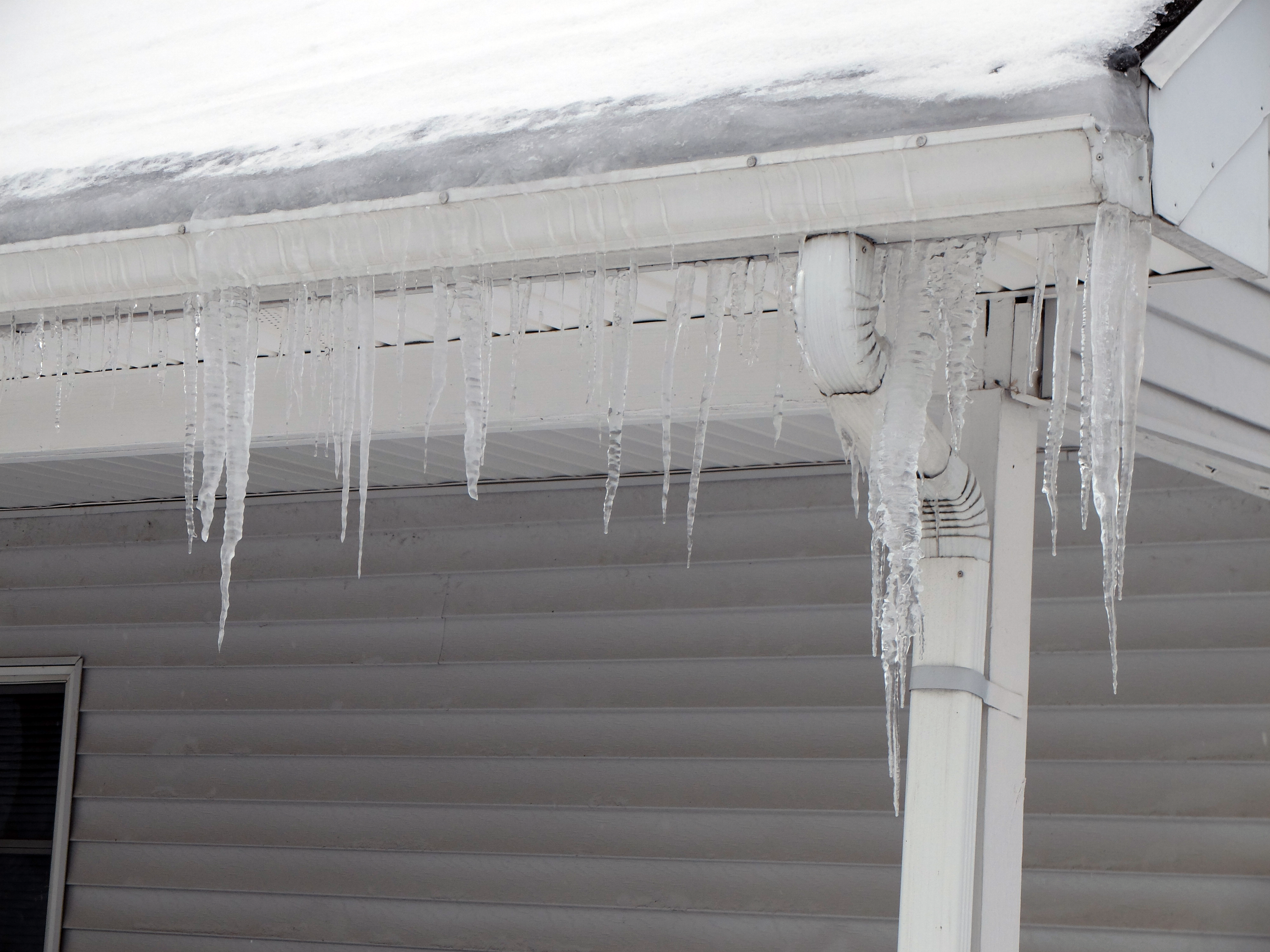 gutter with hanging icicles