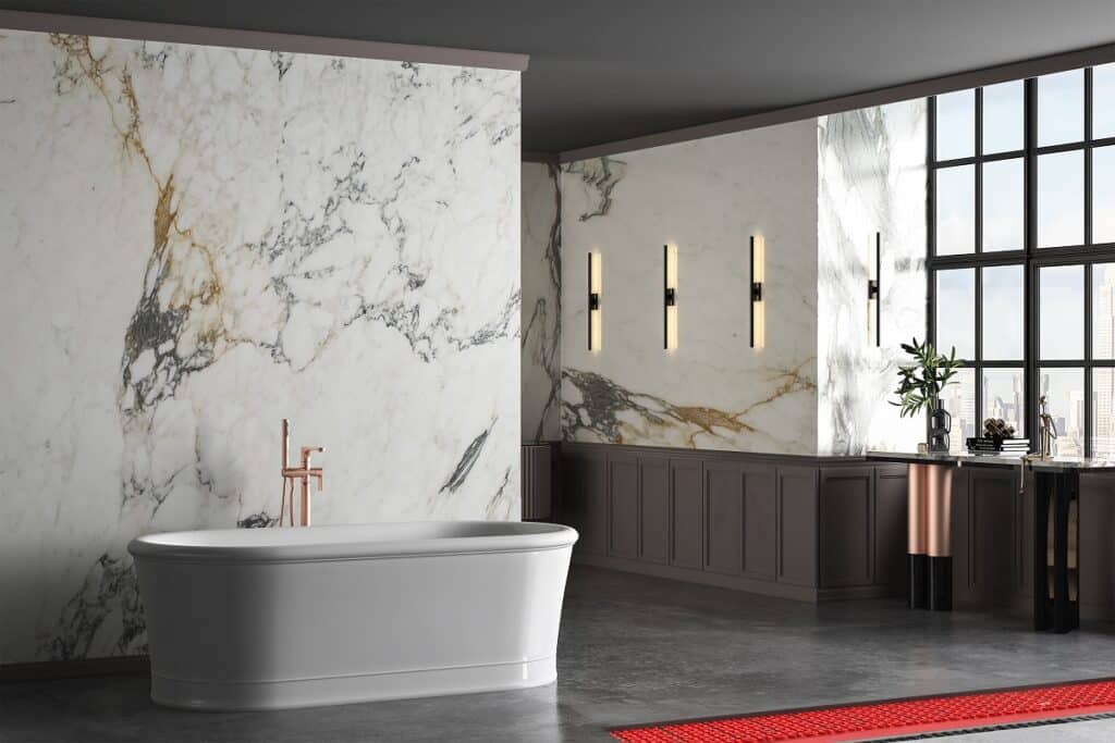 Bathroom with DCM-PRO electric underfloor heating.