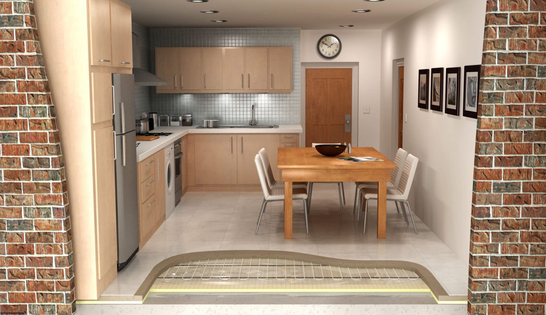 Living room with UFH rendering.