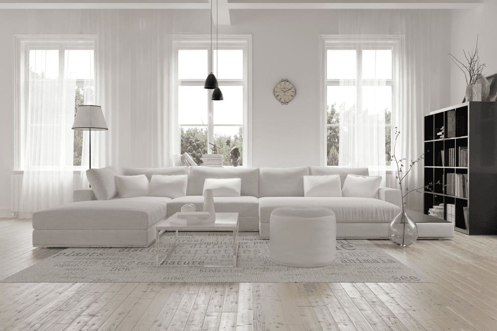 Living room with radiant underfloor heating.