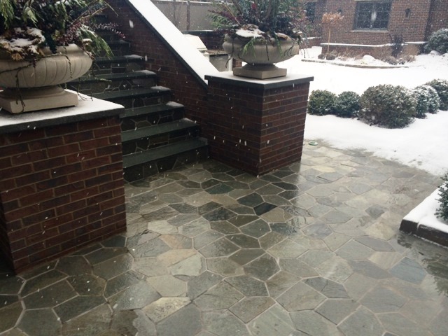 Outdoor stairway with radiant heating.