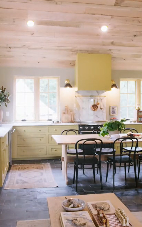 The Marrs' renovated lake cabin kitchen