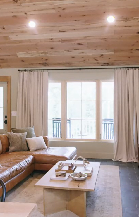 The Marr's renovated cabin living room.