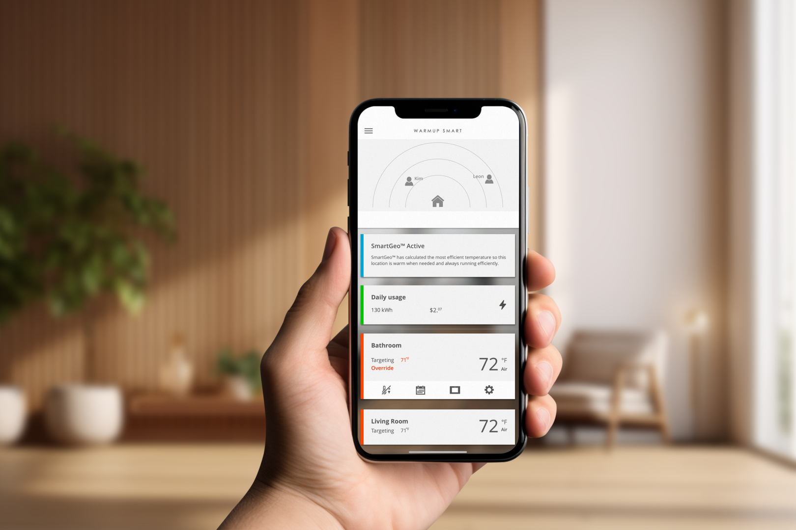 Warmup's MyHeating app for underfloor heating system management.