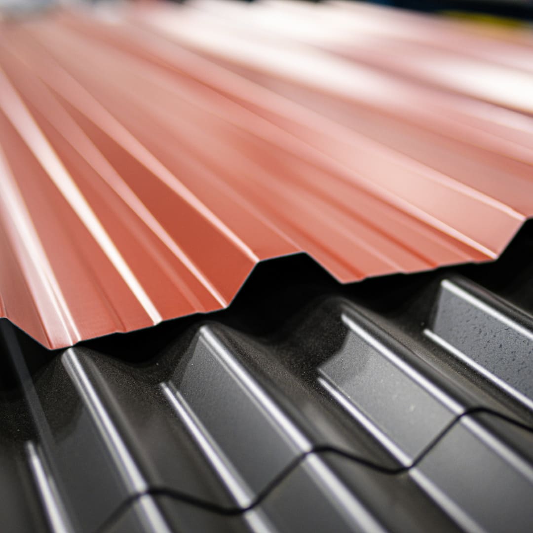 Heated cables for a metal roof.