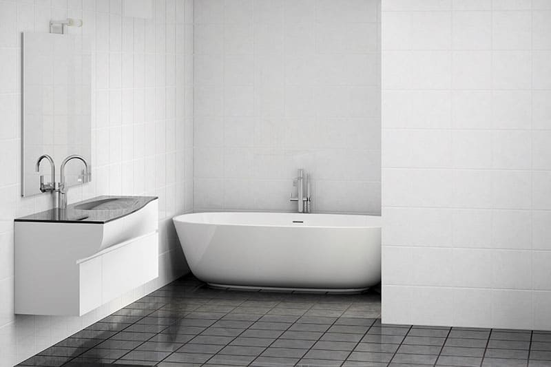 Bathroom with radiant underfloor heating.