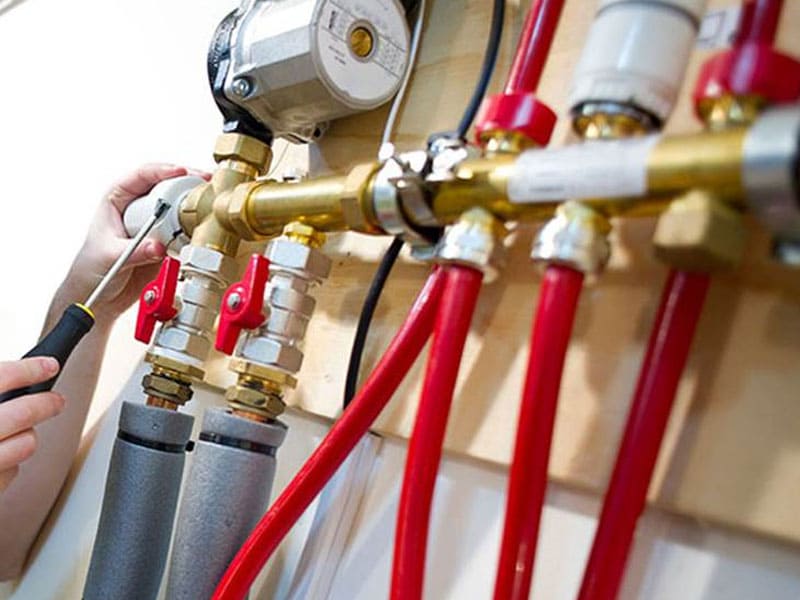 Pipes that need radiant heating protection.