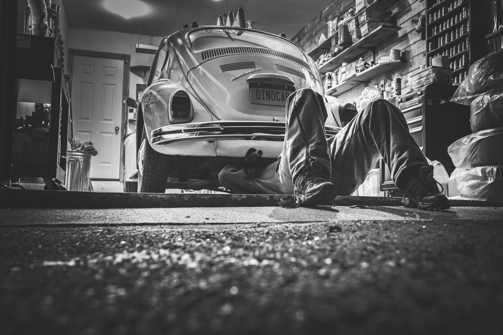 Car in garage with underfloor heating