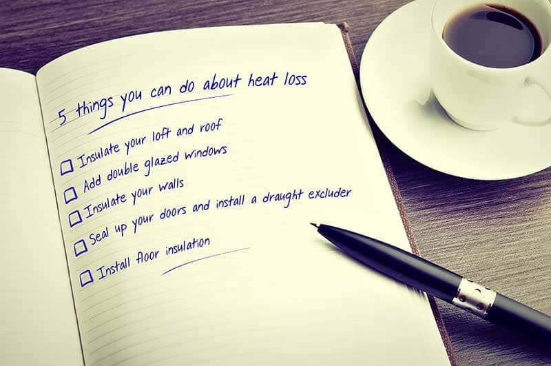 Notebook with a list of things.