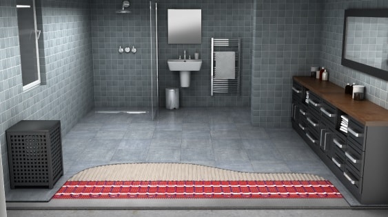 Bathroom with underfloor heat view