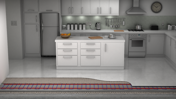 Full kitchen with loose cable layer cutaway