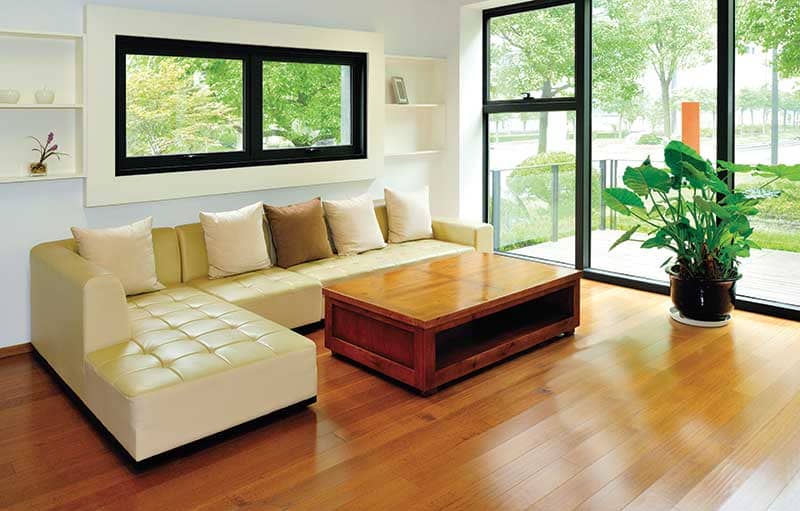 Living room with underfloor heating.