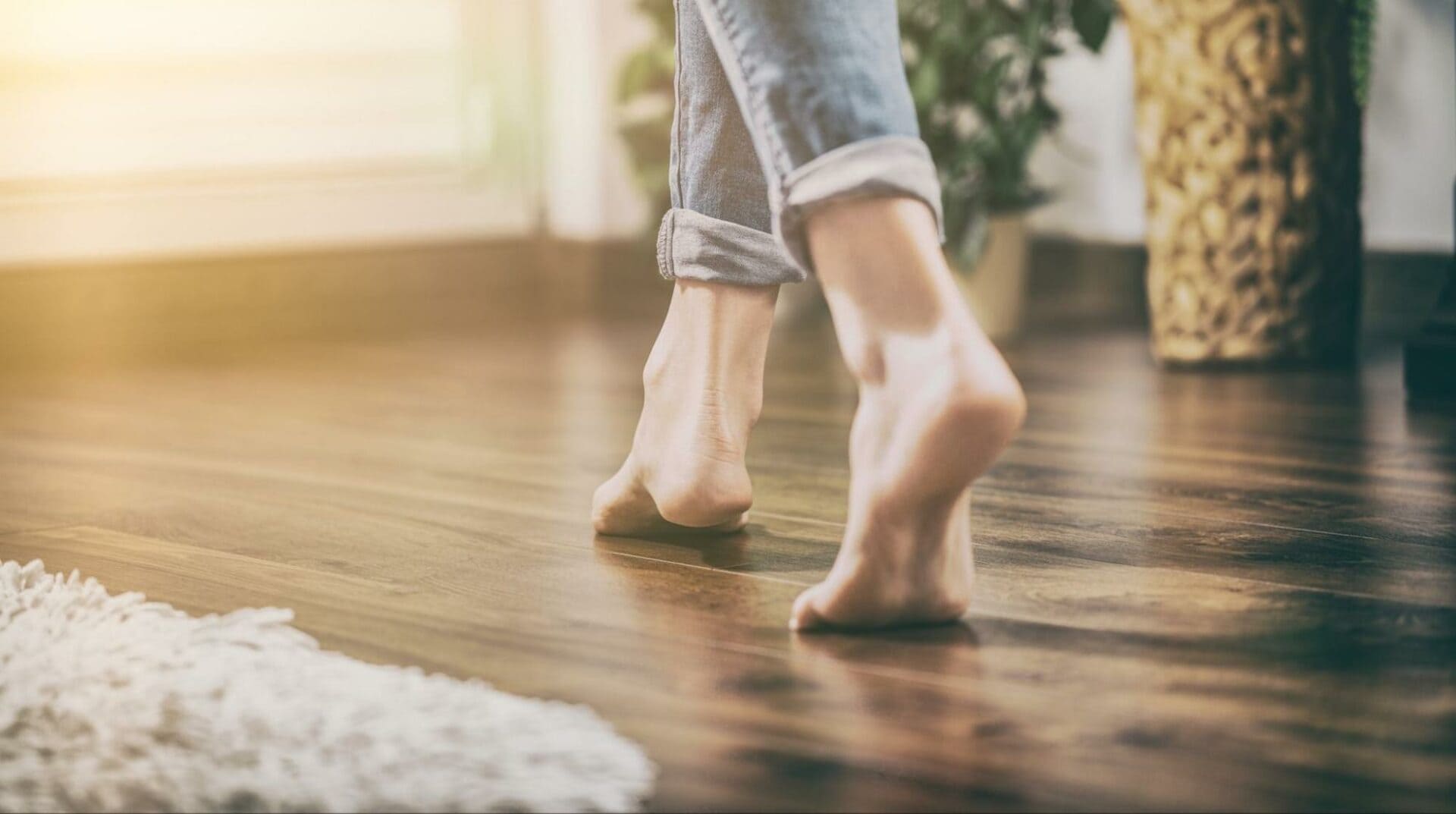 Living room floor with underfloor heating.