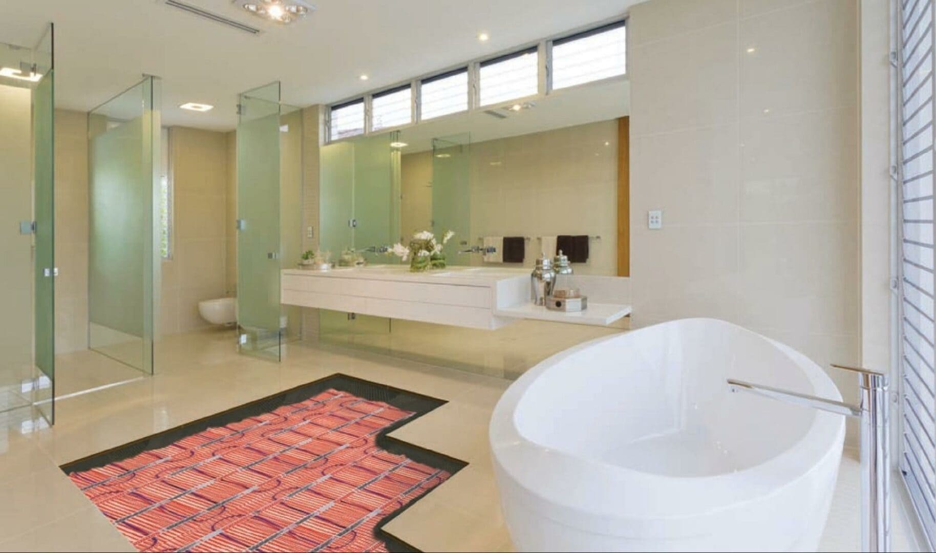 Bathroom with a StickyMat UFH system.