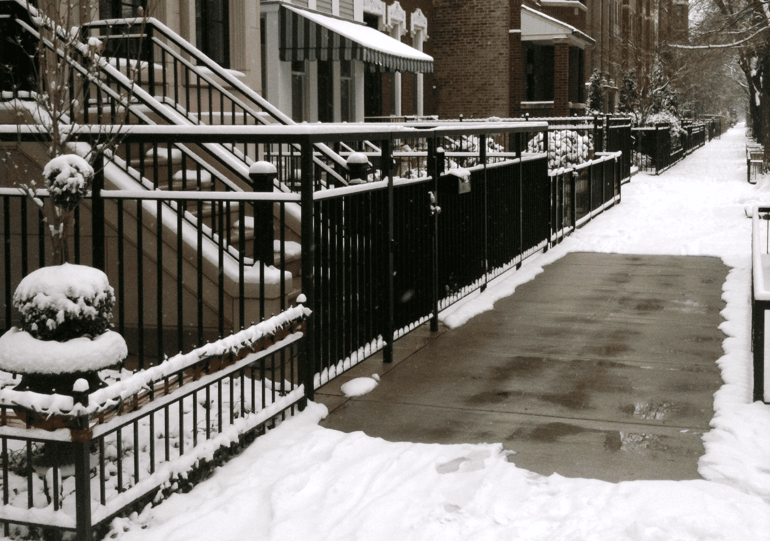 Walkway with a heated Snow Melting System.