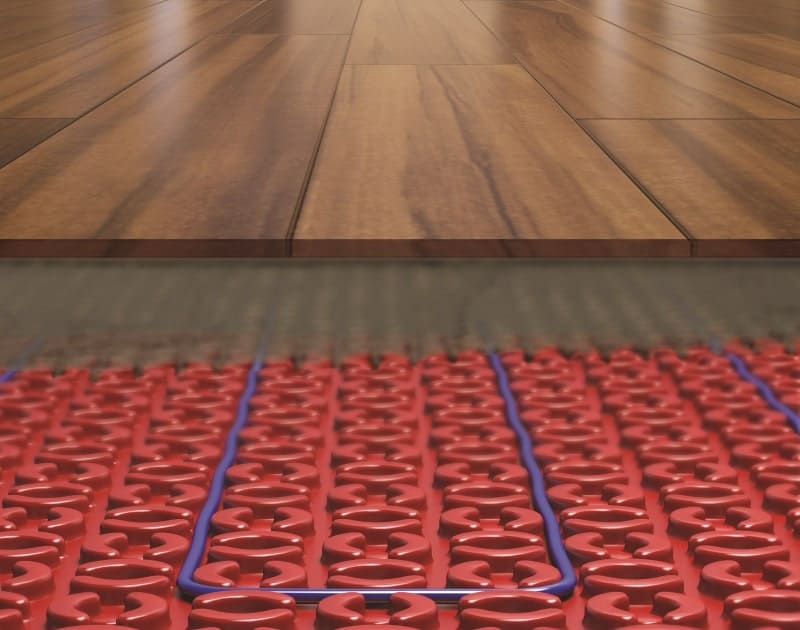Hardwood floor with DCM-PRO underfloor heating.
