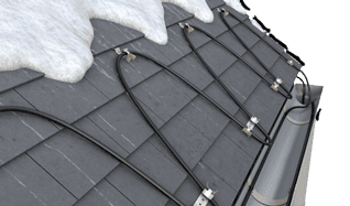 Self-regulating cable along a roof.