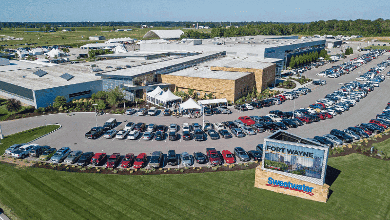 Corporate building with radiant heating.