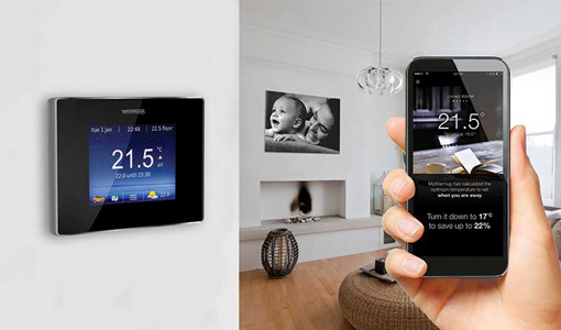 Thermostat Intérieur Smart Home Dans Le Système Maison Pour La Température.  Chauffage D'hiver Efficacité énergétique Automatisatio Photo stock - Image  du gens, chambre: 277167560