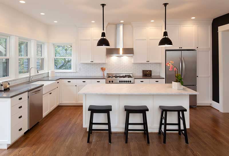 Kitchen with underfloor heating.