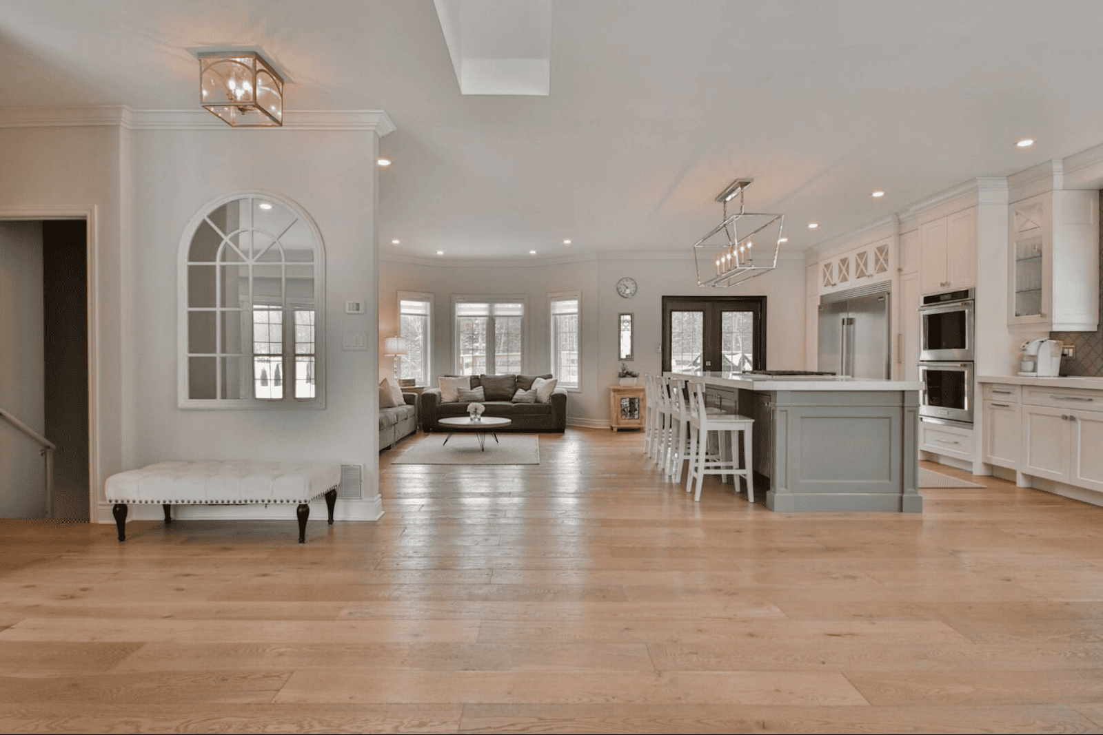 Open space room with radiant underfloor heating.