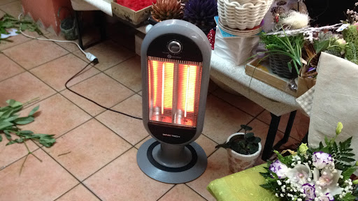 portable heater on tiled floor